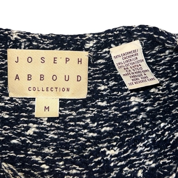 {EUC Joseph Abboud Cashmere Linen Cotton Pullover Sweater Navy Nature Medium} - Picture 3 of 7